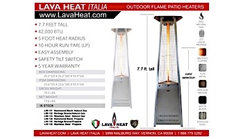 Lava Heat Italia Lava Lite A-Line Commercial Patio Heater | Triangular 8-Foot | Hammered Black Natural Gas | AL8MGBL LHI-131