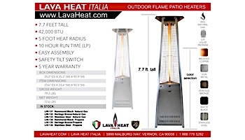 Lava Heat Italia Lava Lite A-Line Commercial Patio Heater | Triangular 8-Foot | Hammered Black Propane | AL8MPBL LHI-134