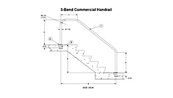 SR Smith 3-Bend 6' Heavy Duty Stair Rail Stainless Steel | 304 Grade | .065 Wall Commercial | 10160