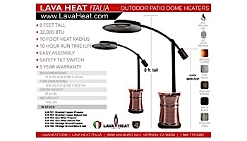 Lava Heat Italia Sorrento C-Line Commercial Dome Style Patio Heater | Cantilever 8-Foot | Heritage Bronze Natural Gas | CL7EGB LHI-166