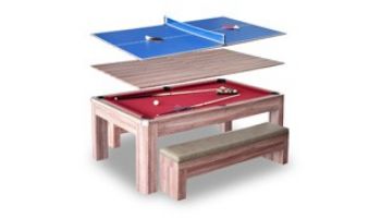 Hathaway Newport 7-ft Pool Table Combo Set with Benches | Light Oak with Red Felt | NG2535P BG2535P