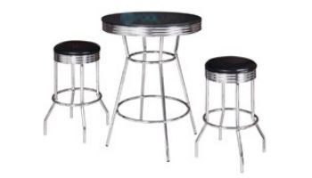 Hathaway Remington 3 Piece Pub Table Set | Chrome and Black | NG2725BL BG2725BL