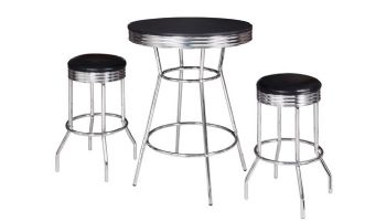 Hathaway Remington 30-In Chrome Pub Table with Stools | 3-Piece Set | Black | NG2725BL BG2725BL