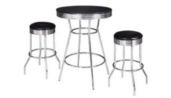 Hathaway Remington 30-In Chrome Pub Table with Stools | 3-Piece Set | Black | NG2725BL BG2725BL