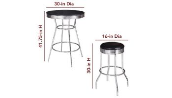 Hathaway Remington 30-In Chrome Pub Table with Stools | 3-Piece Set | Black | NG2725BL BG2725BL