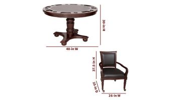 Hathaway Bridgeport 48-In Poker Table and Dining Top with 4 Arm Chairs | Walnut Finish | NG2348W BG2348W
