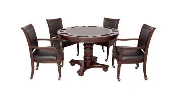 Hathaway Bridgeport 48-In Poker Table and Dining Top with 4 Arm Chairs | Walnut Finish | NG2348W BG2348W