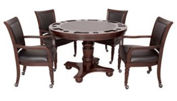 Hathaway Bridgeport 48-In Poker Table and Dining Top with 4 Arm Chairs | Walnut Finish | NG2348W BG2348W