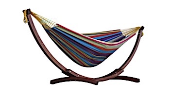 Vivere Double Cotton Hammock with Solid Pine Arc Stand | 8-Foot Tropical | C8SPCT-20
