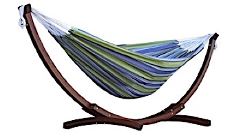 Vivere Double Cotton Hammock with Solid Pine Arc Stand | 8-Foot Oasis | C8SPCT-24