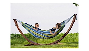 Vivere Double Cotton Hammock with Solid Pine Arc Stand | 8-Foot Oasis | C8SPCT-24