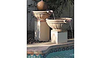 Water Scuppers and Bowls Parisian Scupper Bowl with Copper Scupper | 24" Tan Sandblasted | WSBPAR24