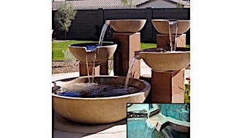 Water Scuppers and Bowls Marseilles Fountain Bowl | 39" Sand Sandblasted with Copper Scupper Insert | WSBMAR39