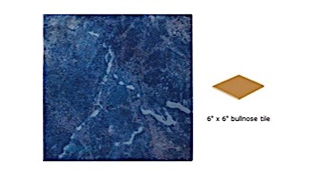 National Pool Tile Blue Seas 6x6 Single Bullnose Pool Tile | Royal Blue | SEA-ROYAL SBN