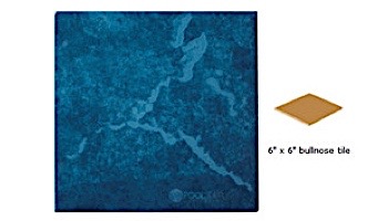 National Pool Tile Blue Seas 6x6 Single Bullnose Pool Tile | Teal Blue | SEA-TEAL SBN