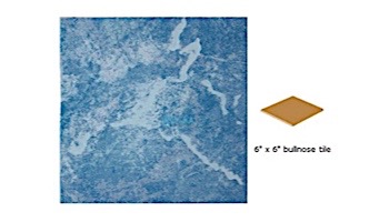 National Pool Tile Blue Seas 6x6 Single Bullnose Tile | Light Blue | SEA-LIGHT SBN