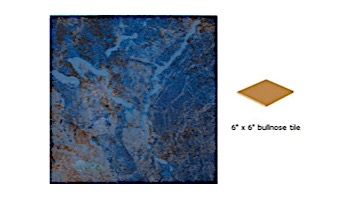 National Pool Tile Blue Seas 6x6 Single Bullnose Pool Tile | Rustic Blue | SEA-RUSTIC SBN