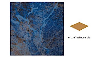 National Pool Tile Blue Seas 6x6 Single Bullnose Pool Tile | Rustic Blue | SEA-RUSTIC SBN