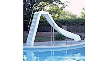Inter-Fab Wild Ride Pool Slide | Left Curve | Tan | Thermo Plastic Coated Legs and Handrails | WRS-CLT-A-SS-TPC-T