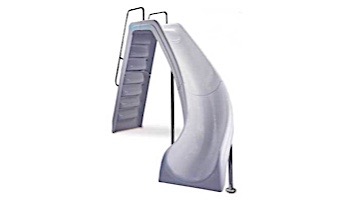 Inter-Fab Wild Ride Pool Slide | Right Curve | White | Handrails and Support Legs ThermoPlastic White| WRS-CR-A-SS-TPC-W