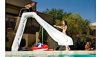 Inter-Fab Wild Ride Pool Slide | Right Curve | White | Handrails and Support Legs ThermoPlastic White| WRS-CR-A-SS-TPC-W