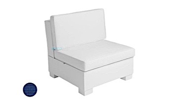 Ledge Lounger Signature Collection Sectional | Middle Piece White Base | Mediterranean Blue Standard Fabric Cushion | LL-SG-S-M-SET-W-STD-4652