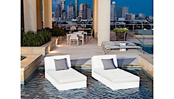 Ledge Lounger Signature Collection Sectional | Ottoman Piece White Base | Mediterranean Blue Standard Fabric Cushion | LL-SG-S-O-SET-W-STD-4652