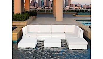 Ledge Lounger Signature Collection Sectional | Ottoman Piece White Base | Tuscan Premium 1 Fabric Cushion | LL-SG-S-O-SET-W-P1-4677