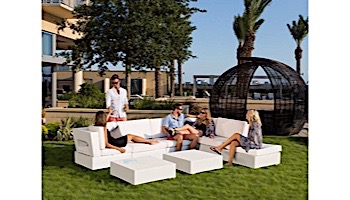 Ledge Lounger Signature Collection Sectional | Ottoman Piece White Base | Tuscan Premium 1 Fabric Cushion | LL-SG-S-O-SET-W-P1-4677