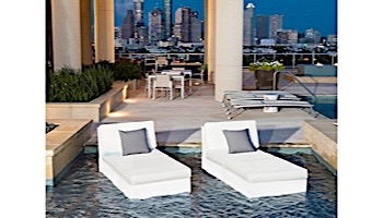 Ledge Lounger Signature Collection Sectional | Ottoman Piece White Base | Taupe Standard Fabric Cushion | LL-SG-S-O-SET-W-STD-4648