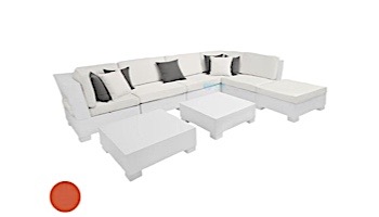 Ledge Lounger Signature Collection Sectional | 8 Piece L-Shape White Base | Tuscan Premium 1 Fabric Cushion | LL-SG-S-8PLS-SET-W-P1-4677