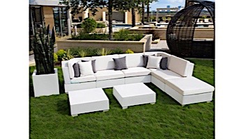 Ledge Lounger Signature Collection Sectional | 8 Piece L-Shape White Base | Oyster Standard Fabric Cushion | LL-SG-S-8PLS-SET-W-STD-4642