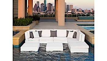 Ledge Lounger Signature Collection Sectional | 8 Piece L-Shape White Base | Oyster Standard Fabric Cushion | LL-SG-S-8PLS-SET-W-STD-4642