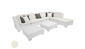 Ledge Lounger Signature Collection Sectional | 8 Piece L-Shape White Base | Oyster Standard Fabric Cushion | LL-SG-S-8PLS-SET-W-STD-4642