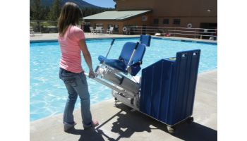 Aqua Creek Patriot Portable Pool Lift | Concrete Weight Plates | White with Blue Seat | F-12PPL-HD-AT2