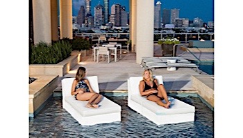 Ledge Lounger Signature Collection Sectional | 2 Piece Sun Chair White Base | Mediterranean Blue Standard Fabric Cushion | LL-SG-S-2PSC-SET-W-STD-4652