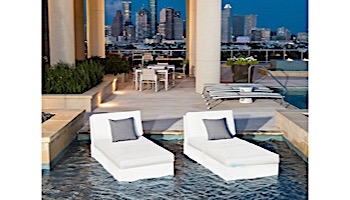 Ledge Lounger Signature Collection Sectional | 4 Piece Sun Chair White Base | Mediterranean Blue Standard Fabric Cushion | LL-SG-S-4PSC-SET-W-STD-4652