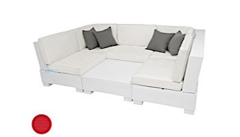 Ledge Lounger Signature Collection Sectional | 6 Piece U-Shape White Base | Jockey Red Premium 1 Fabric Cushion | LL-SG-S-6PUS-SET-W-P1-4603