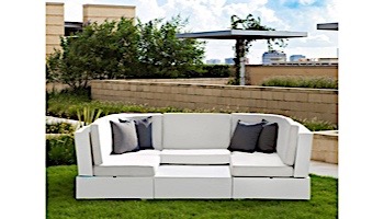 Ledge Lounger Signature Collection Sectional | 6 Piece U-Shape White Base | Jockey Red Premium 1 Fabric Cushion | LL-SG-S-6PUS-SET-W-P1-4603