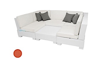 Ledge Lounger Signature Collection Sectional | 6 Piece U-Shape White Base | Tuscan Premium 1 Fabric Cushion | LL-SG-S-6PUS-SET-W-P1-4677