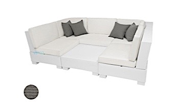Ledge Lounger Signature Collection Sectional | 6 Piece U-Shape White Base | Charcoal Grey Standard Fabric Cushion | LL-SG-S-6PUS-SET-W-STD-4644