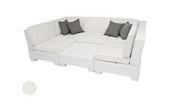 Ledge Lounger Signature Collection Sectional | 6 Piece U-Shape White Base | Oyster Standard Fabric Cushion | LL-SG-S-6PUS-SET-W-STD-4642