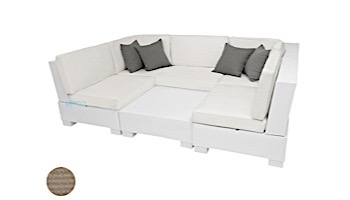 Ledge Lounger Signature Collection Sectional | 6 Piece U-Shape White Base | Taupe Standard Fabric Cushion | LL-SG-S-6PUS-SET-W-STD-4648