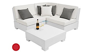 Ledge Lounger Signature Collection Sectional | 4 Piece Diamond White Base | Jockey Red Premium 1 Fabric Cushion | LL-SG-S-4PD-SET-W-P1-4603