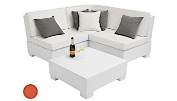 Ledge Lounger Signature Collection Sectional | 4 Piece Diamond White Base | Tuscan Premium 1 Fabric Cushion | LL-SG-S-4PD-SET-W-P1-4677