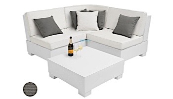 Ledge Lounger Signature Collection Sectional | 4 Piece Diamond White Base | Charcoal Grey Standard Fabric Cushion | LL-SG-S-4PD-SET-W-STD-4644