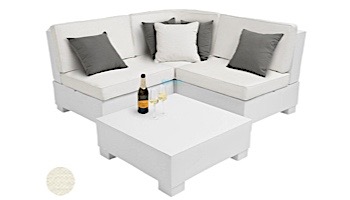 Ledge Lounger Signature Collection Sectional | 4 Piece Diamond White Base | Oyster Standard Fabric Cushion | LL-SG-S-4PD-SET-W-STD-4642