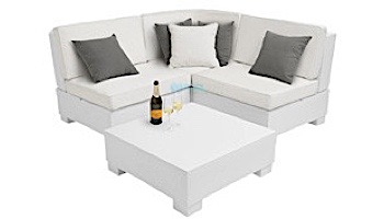 Ledge Lounger Signature Collection Sectional | 4 Piece Diamond White Base | Oyster Standard Fabric Cushion | LL-SG-S-4PD-SET-W-STD-4642