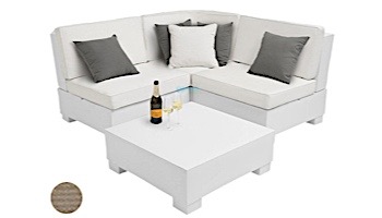Ledge Lounger Signature Collection Sectional | 4 Piece Diamond White Base | Taupe Standard Fabric Cushion | LL-SG-S-4PD-SET-W-STD-4648