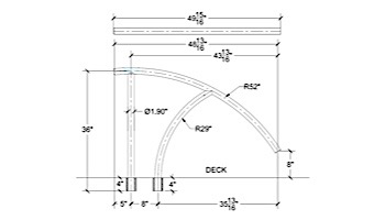 Saftron Triton Series Return to Deck Mounted Handrail | .25" Thickness 1.90" OD | 44"W x 36"H | White | TRTD-144-W